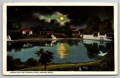 Moonlight On Etowah Lake Marion Ohio OH Night Scene 1917 Postcard • $7.95