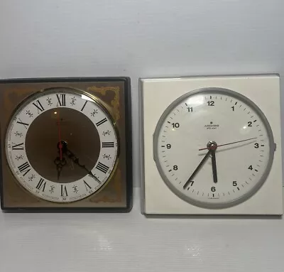 2X Junghans Electronic ATO-MAT Square Wall Clocks 1970s VINTAGE • $50