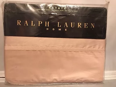 Vintage RALPH LAUREN Estate Shell Pink Full Flat Sheet 1st Quality Sateen! • $49.99