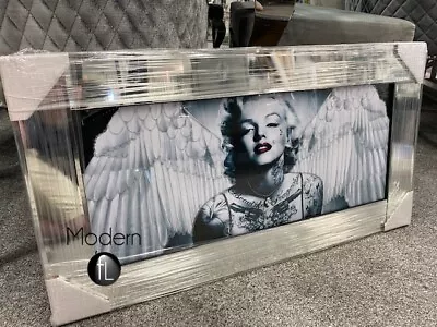 Marilyn Monroe With Angel Wings & Tattoo Glitter Art Picture On Mirror Frame • £111.25