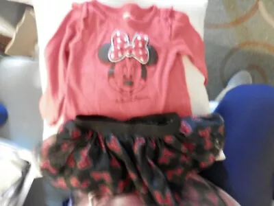 Disney Trip Time Girls 18 Months 2 Piece Outfit Minnie Mouse Red Top/Tutu Skirt • $5.50