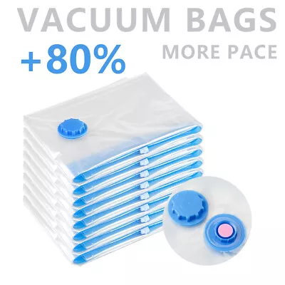 $12.99 • Buy 1/10/20 Pack Vacuum Seal Storage Bags Travel Clear Space Saver Clothes Organizer