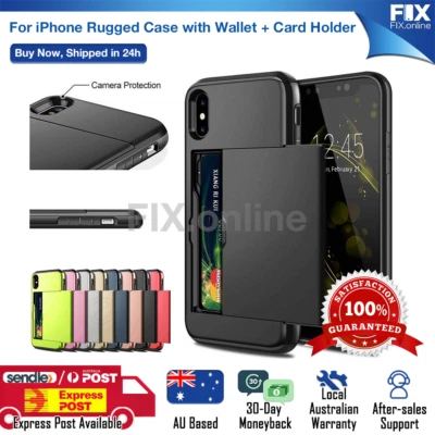 $11.79 • Buy For IPhone XS Max XR X 8 Plus Case Slide Armor Wallet Credit Card Holder Cover