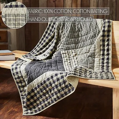 My Country Quilted Throw 50x60 Cotton Country Log Cabin Block Patchwork • $50.96