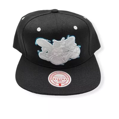 Mitchell & Ness Charlotte Hornets White Popz HWC Black Adjustable Snapback Hat • $34.99