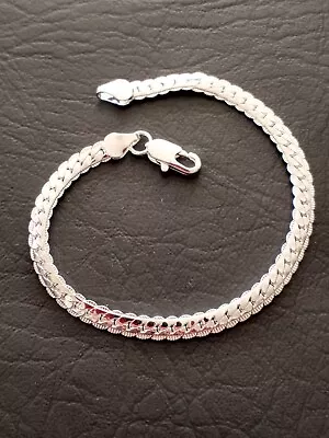 Super Nice 925 Silver Plated Sideways Chain Bracelet 6mm 8  Long • $5.99