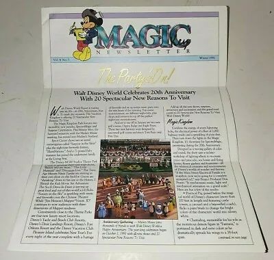 Magic Kingdom Club Magic Key Club Newsletter Winter 1991 Disney World 20th Anniv • $5.99