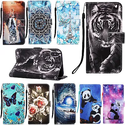 Flip Patterned PU Leather Wallet Card Stand Case TPU Cover Lot Protection Bumper • $2.48