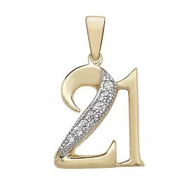 9ct Gold 15mm Cubic Zirconia 21st Birthday Pendant • £234.97