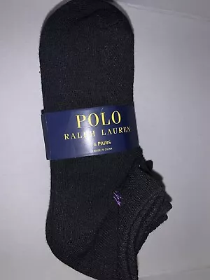 Ralph Lauren 6 Pack Pony Logo Low Cut Trainer Socks UK 4 - 7 Black BNWT • £21.49