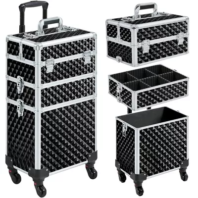 Rolling Makeup Case Professional Cosmetic Train Case Beauty Trolley 3 In 1 Box • £69.99