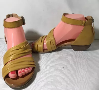 Miz Mooz Cassie Marigold Leather Heeled Sandals Size 6.5/7 US 37 EU Great Cond’n • $24.99