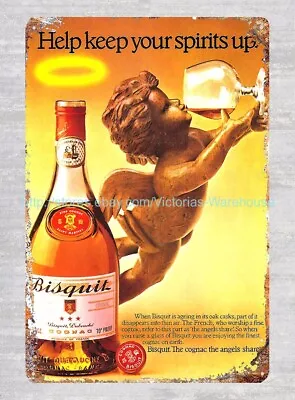 Bisquit French Brandy 1973 Pub Bar Club Metal Tin Sign Retro Wall Decor • $15.85