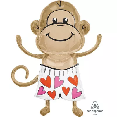 Valentine  Love Monkey  Giant Foil Balloon 91cm X 173cm - Valentines Day  • $5.76