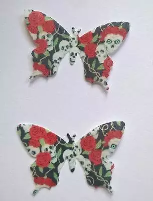 30 PRE-CUT  Skull And Roses Gothic Edible Butterflies Butterfly Cupcake Toppers • £1.30