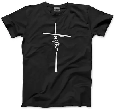 Faith  Mens Unisex T-Shirt Christian Cross Jesus God Church Sunday Service Bible • £13.99