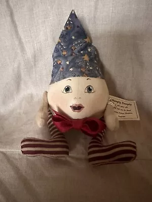 Vintage Leather Humpty Dumpty Shelf Doll Hand Painted Signed Small Hanging Ornmt • $39