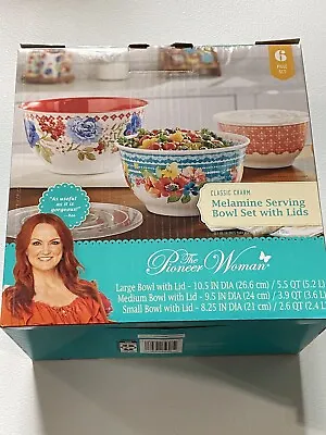 Pioneer Woman Serving Bowl Set W/Lids 6 Pc Set NEW In Box Classic Charm • £34.74