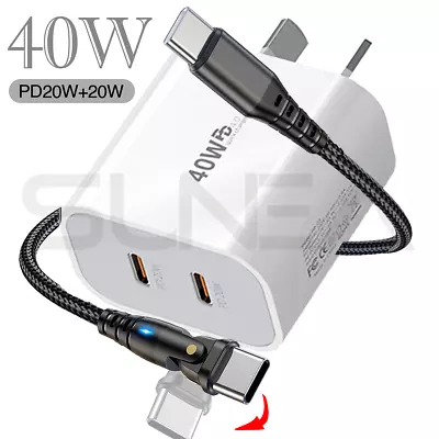 Type C Wall Charger For IPhone Samsung USB C To C Cable Charging Power Adapter • $4.90