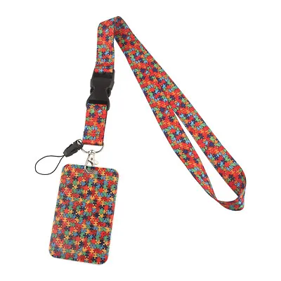 Care For Autism Lanyard Card ID Holder Bag Travel Business Card Cover Badge • $10.18