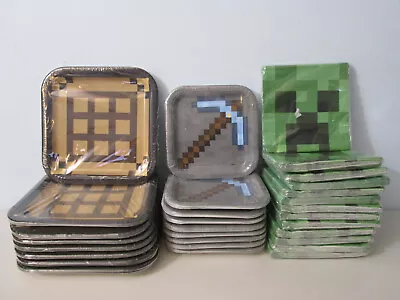 Mojang Minecraft Paper Plates & Napkins Lot  Birthday Party Creeper Pickaxe • $59.99