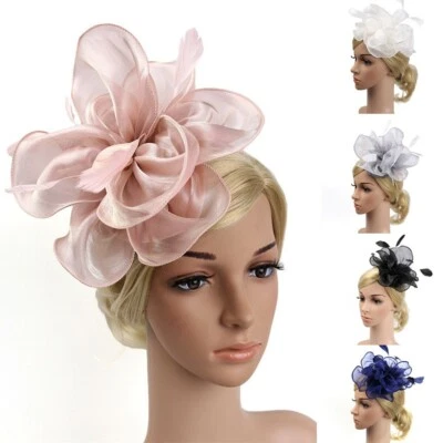 Feather Flower Headband Alice Band Fascinator Ladies Wedding Royal Ascot Race AA • £5.95