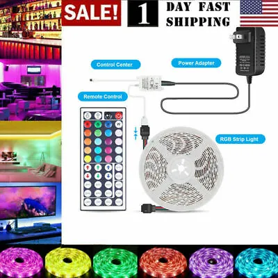 16.4FT RGB 5050 LED Strip Lights Full Kits W/ 44key Remote Controller+12V Power • $5.99