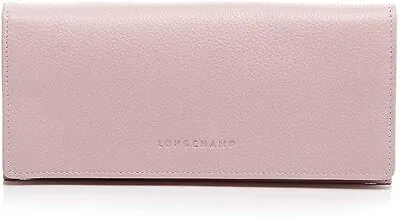 Longchamp Le Foulonne Checkbook Wallet Pink Continental Leather Brown NEW • $214.40