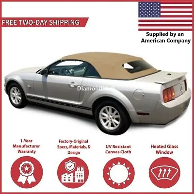2005-14 Ford Mustang Convertible Soft Top W/ DOT Apprvd Heated Glass TAN Canvas • $476.10