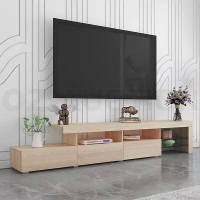 $239.95 • Buy 240cm TV Stand Cabinet 3 Drawers Entertainment Unit Wooden Storage Shelf - Oak