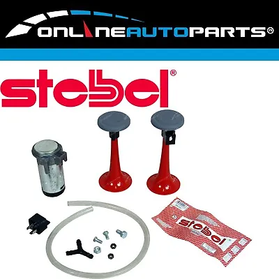 Compact Twin Trumpet Red Car Air Horn Kit 12v 115dB +Relay Stebel Italian Design • $36.13