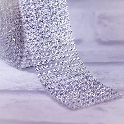 £1.49 • Buy Diamante Effect Ribbon Silver Trim Cake Bridal Wedding Craft 1 2 3 5 10 24 Rows