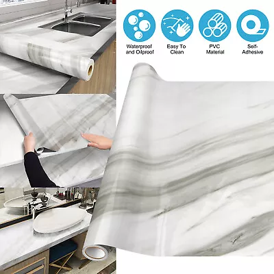 9.8ft Self Adhesive Marble Tile Sticker Countertop Paper Wallpaper Rolls Kitchen • $9.98