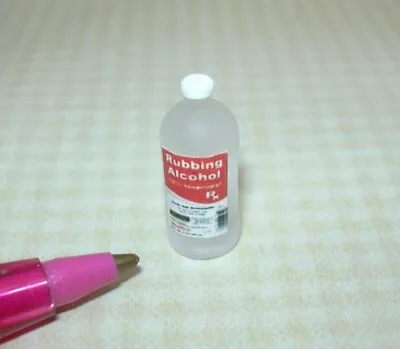 Miniature Frosted Plastic Rubbing Alcohol Bottle 13/16  DOLLHOUSE 1:12 Scale • $3.29