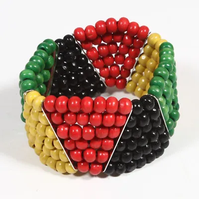 Rasta Wooden Bracelet Reggae One Love Red Yellow Green Black 1sz Fit • $3.99