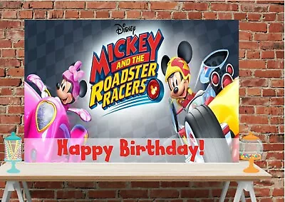 3x6 Mickey Mouse Roadsters Vinyl Birthday Banner • $49