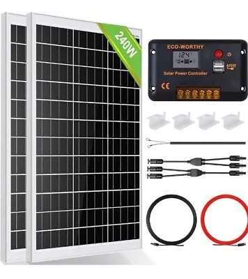 1Kw·H/Day Solar Panel Kit 240Watt 12Volt Solar Power System For Off Grid Home RV • £140