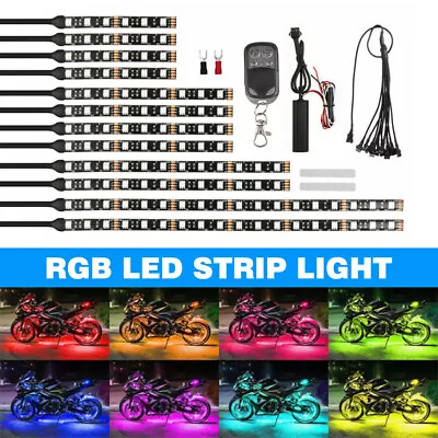 12Pcs Motorcycle RGB LED Neon Under Glow Lights Strip Kit For Honda BMW ATV UTV • $34.99