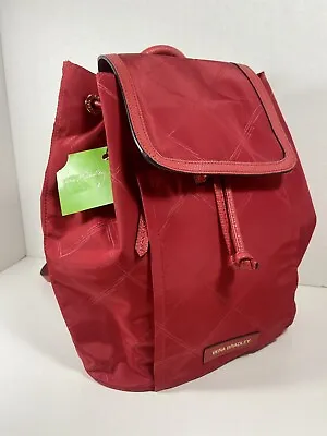 VERA BRADLEY Preppy Poly Backpack Tango Red Drawstring & Flap Gold Hardware NWT • $28.50