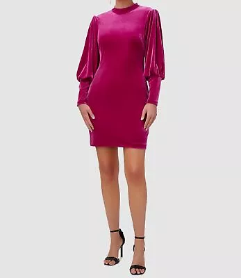 $195 Aidan By Aidan Mattox Women's Pink Velvet Mock Neck Sheath Dress Size US 6 • $62.78