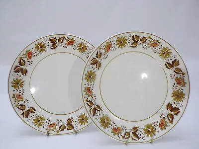 2 Mikasa CeraStone Dinner Plates Westwood 3150W Japan 10.5  Brown BurntOrang B23 • $29.95