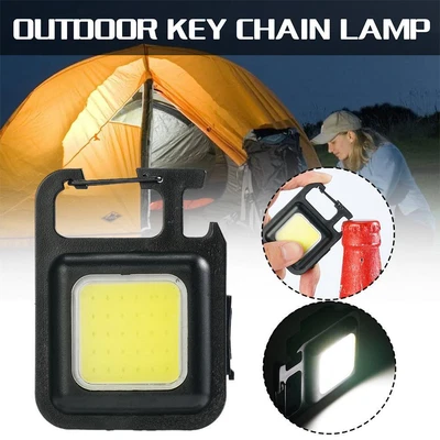 $5.01 • Buy Mini COB Flashlight Rechargeable Keychain Torch Work Night-Light Lamp J4J1