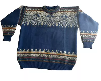 VTG Dale Of Norway Mens Knit Wool Fair Isle Crew Neck Sweater L Clean Multicolor • $150