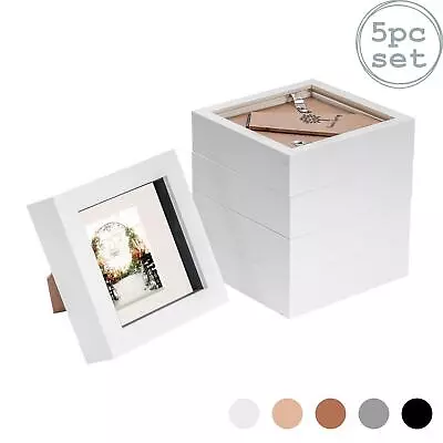 £14.99 • Buy 5x 4 X 4 3D Box Frame Photo Picture Deep Display & 2 X 2 Mount White/Ivory