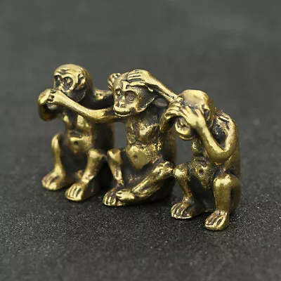 Brass Monkey Figurine Small Statue Home Ornaments Animal Figurines Gift • $13.64