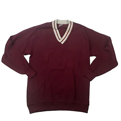 Jerzees Sweatshirt Men's Extra Large Maroon Burgundy V-Neck Solid Sweater • $19.99