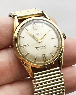 Vintage Gruen Precision Automatic 25J Watch Kreisler 14k Band Running • $119.99