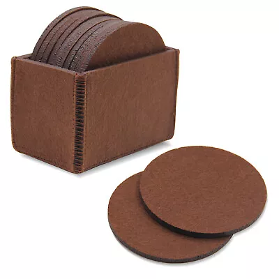 $11.95 • Buy Set Of 10 Felt Coasterwith Holder, Table Coasters  & Protect Furniture Brown
