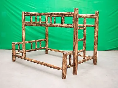 $1199 • Buy Torched Cedar Log Bunk Bed - Twin Over Queen - $1199- Free Shipping