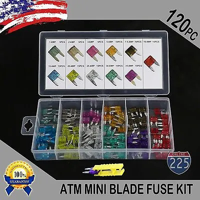 120pcs MINI Blade Fuse Assortment Car Motorcycle KIT ATM 7 Different Amperages  • $9.99